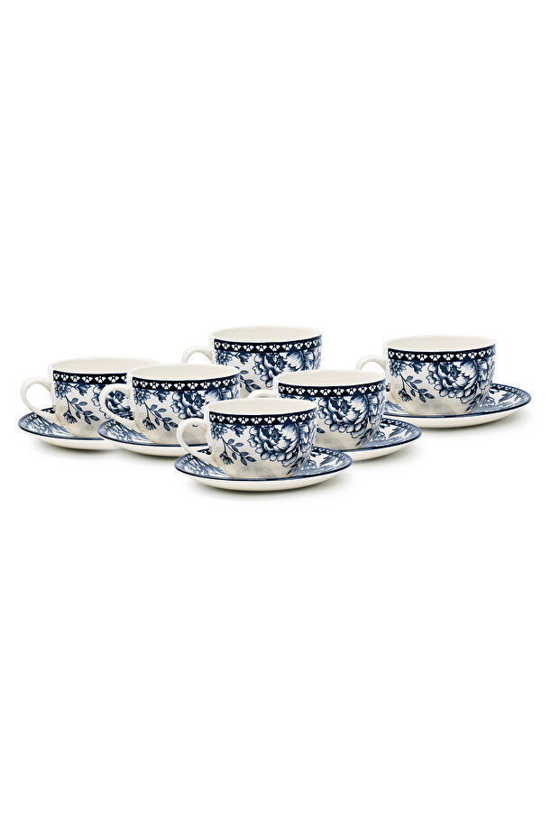 Rhapsody 240ml Dark Blue Ceramic Cup & Saucer Set (Set of 6)