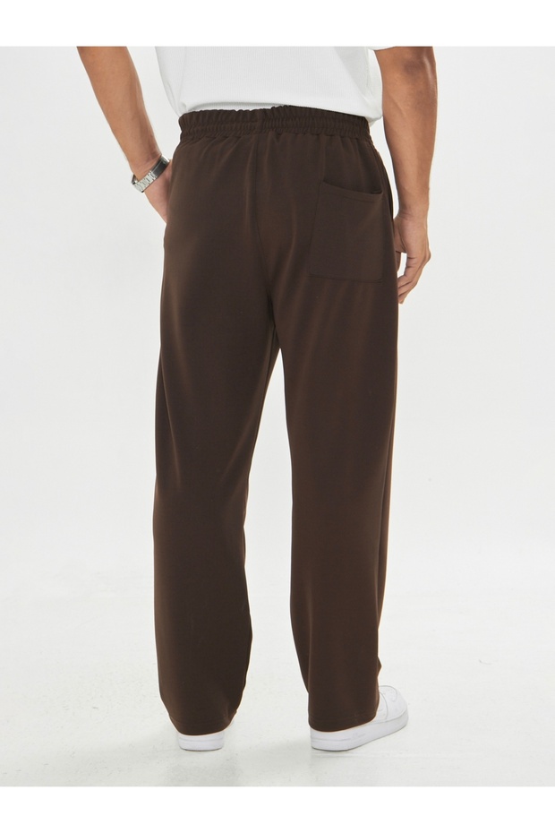 Erkek Baggy Krep Kumaş Bağcıklı Pantolon - 4
