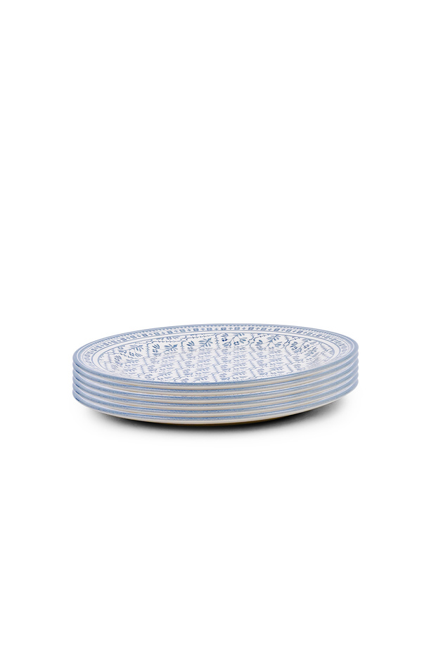 Plethora 9 inch Ceramic Soup Plate (Grey & White, Set Of 6)