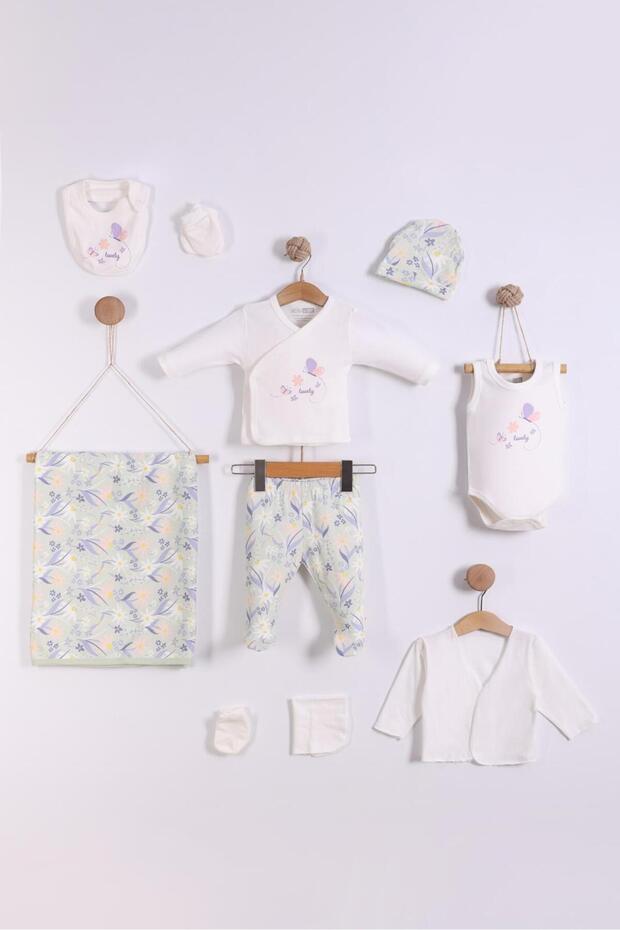Cotton Newborn Printed 10-Piece Hospital Discharge Set Bodysuit Set