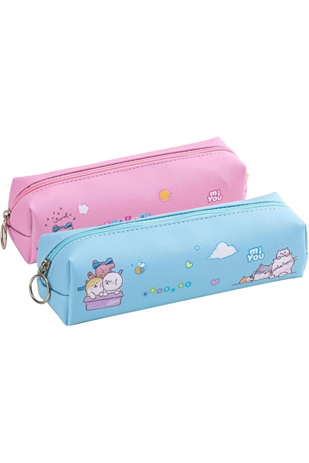 EH902 Pencil Pouch – 19x5x5cm, Blue/Pink, Smooth Durable Zip, Stylish Color Blend, 1pcs