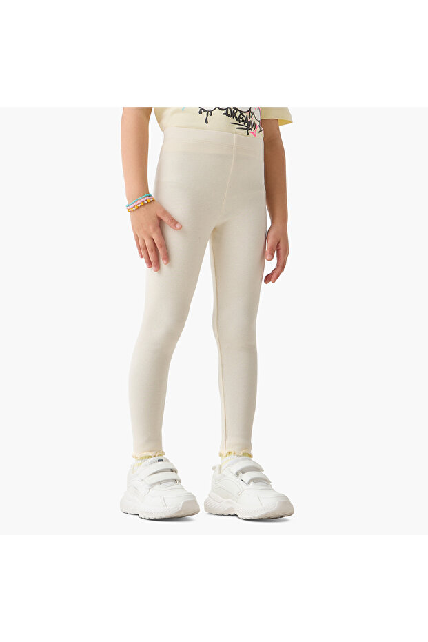 بنطال ضيق سادة مع حزام خصر مطاطي - 1