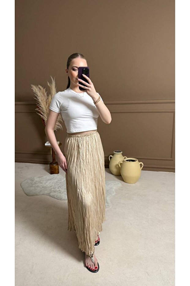 Bej Kıraslı Etek - 2