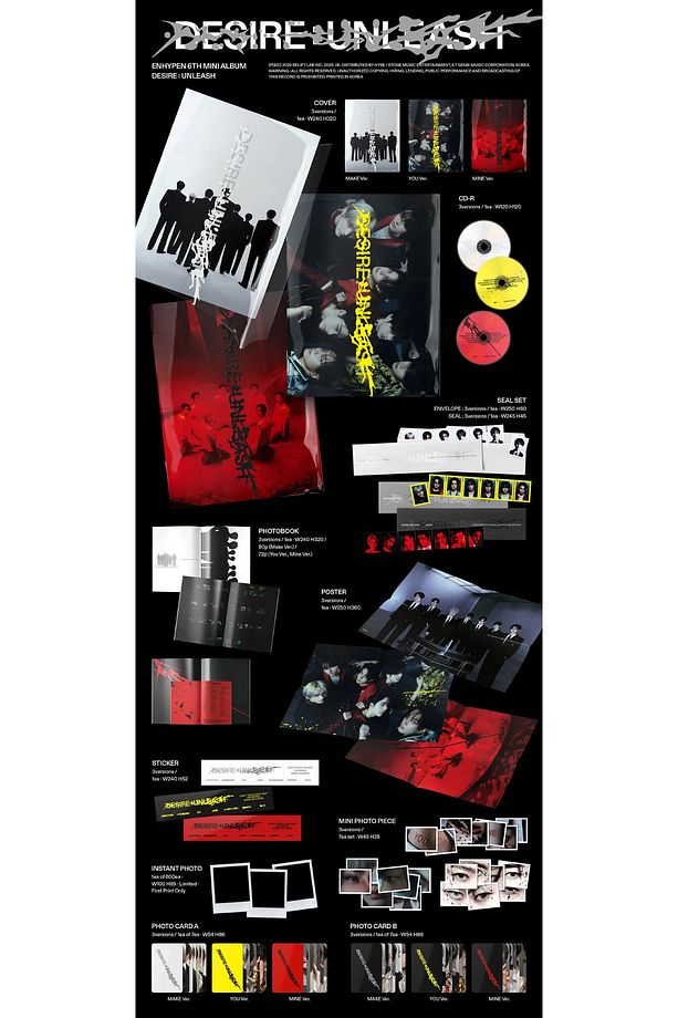 ENHYPEN - 6th Mini Album [DESIRE : UNLEASH] Standard Ver. (You veya Mine versiyonu arasından random) - 2