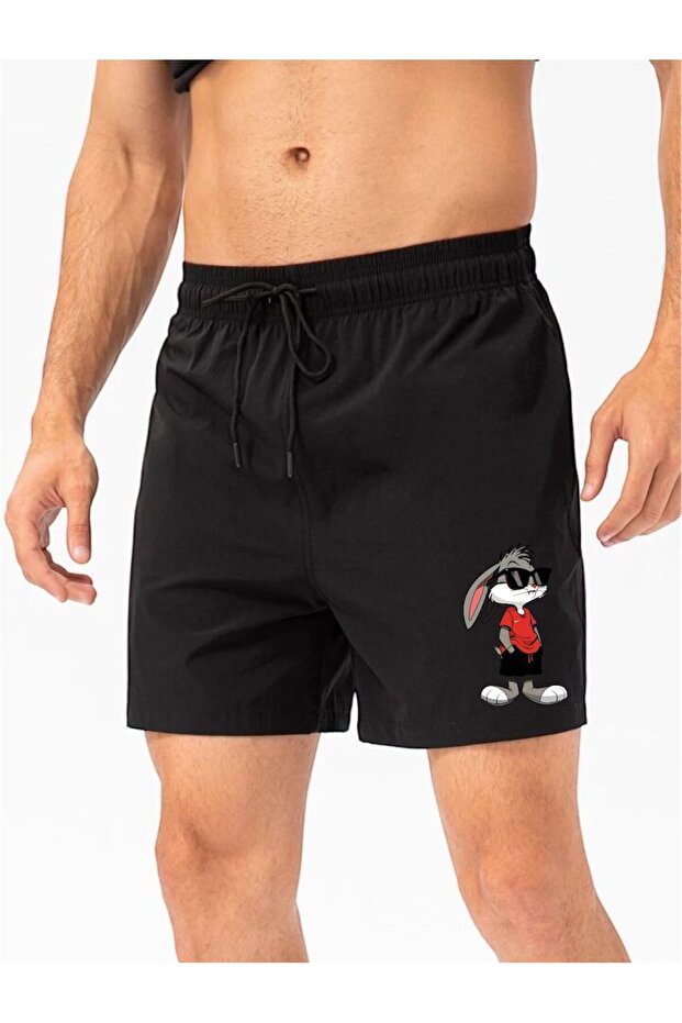 Erkek Spor Fit Şort BASKILI - 1