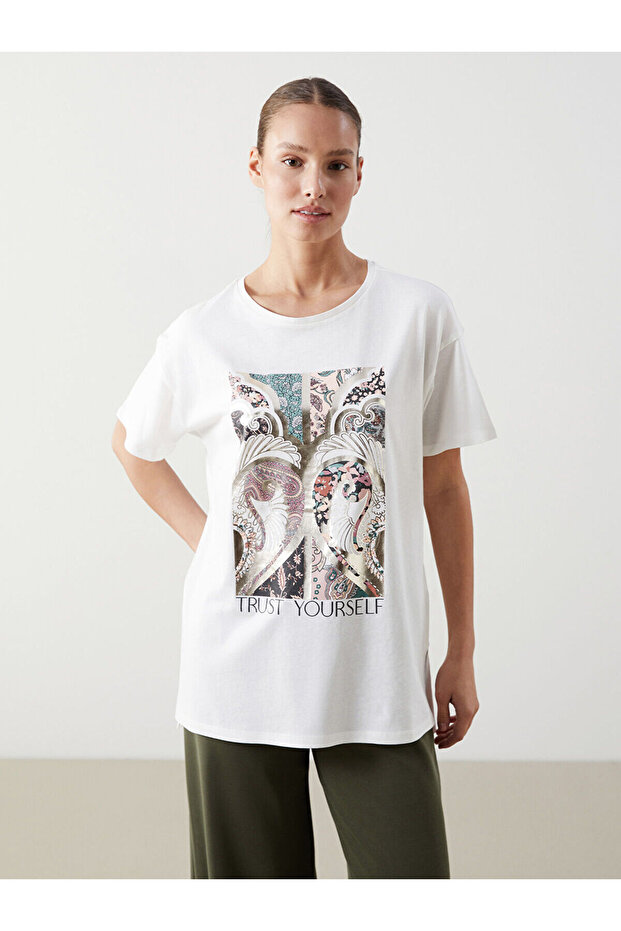 Crew Neck Printed Women's T-Shirt (S5)