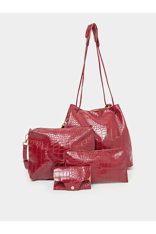 Set of 4 - Croc Textured Bag