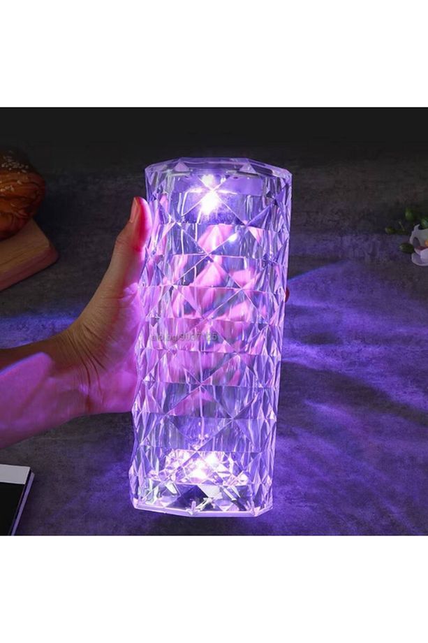 Dokunmatik Kristal LED RGB Masa Lambası-Gece Lambası-Uzaktan Kumandalı Dekorasyon Lambası-USB Şarjlı - 7