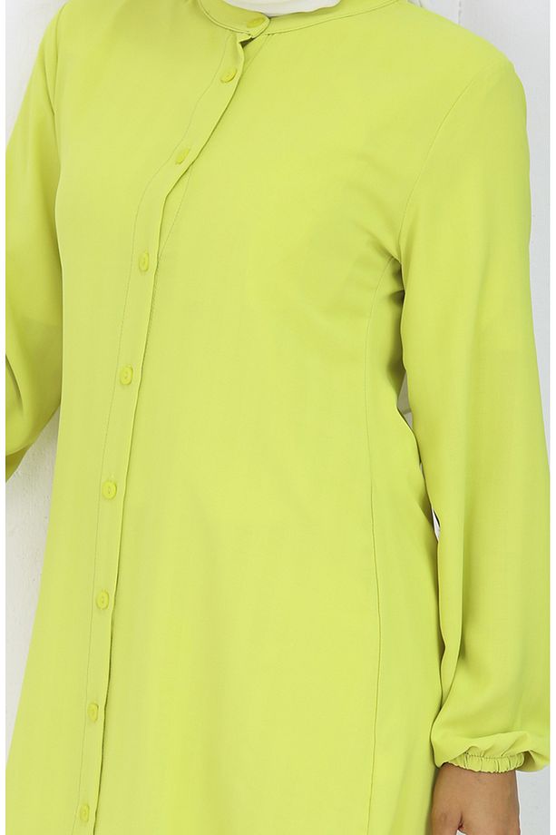Boydan Düğmeli Tunik 3118-02 Sarımtırak Yeşil - 4