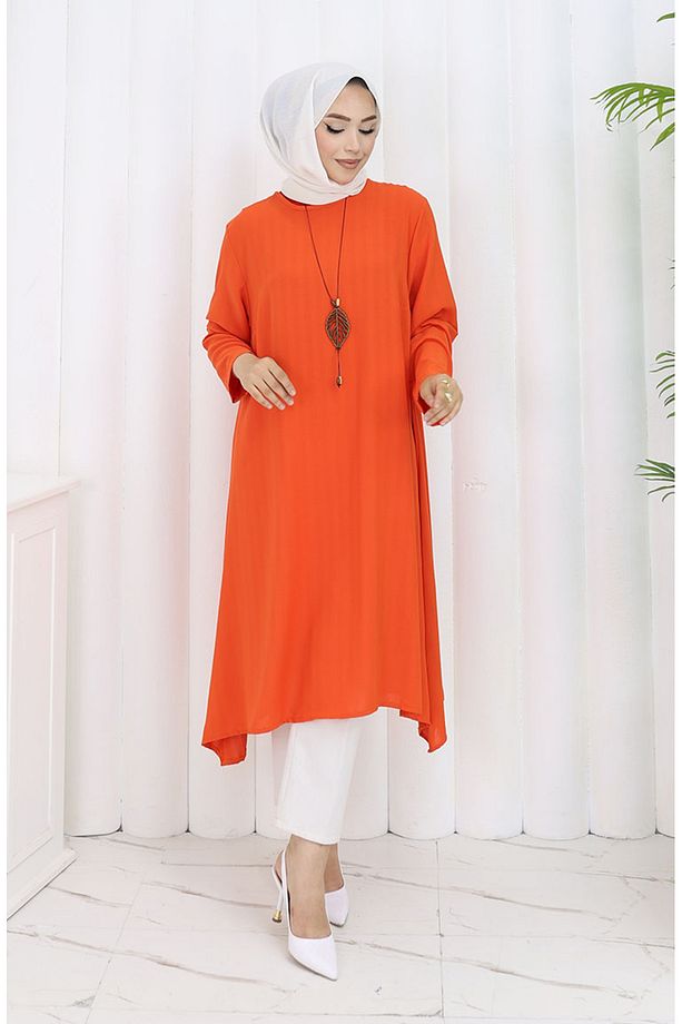 Krep Kumaş Salaş Tunik 1011-03 Kiremit - 2