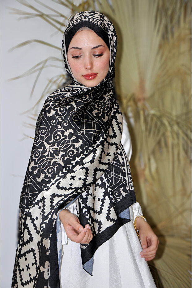 Trace Pattern Janjan Silk Shawl - 2