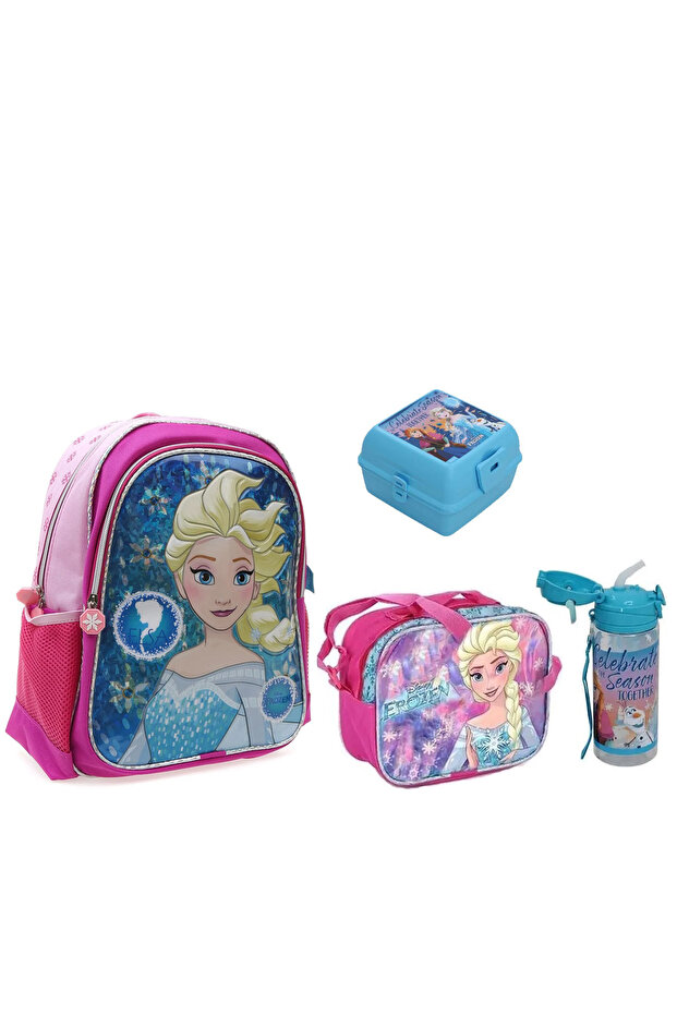 Licensed Girl's First School Bag + Lunch Box + Water Bottle + Food Container Set