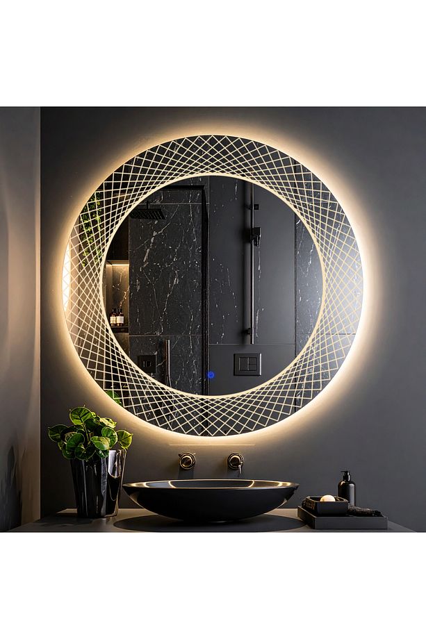 Trivon Günışığı Led'li Lazer Kumlamalı Lavabo & Banyo Aynası (Dokunmatik Sensörlü) - 3