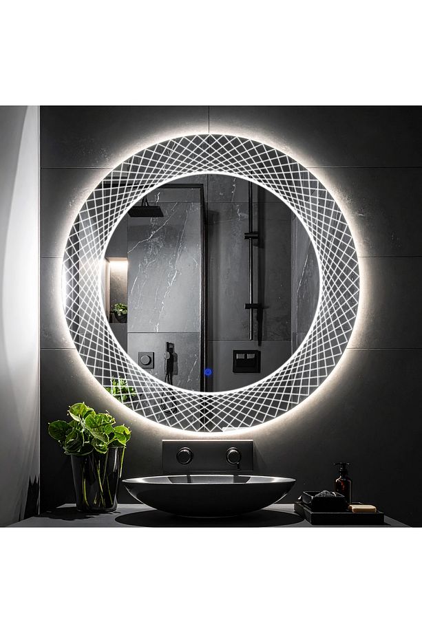 Trivon Beyaz Led'li Lazer Kumlamalı Lavabo & Banyo Aynası (Dokunmatik Sensörlü) - 3