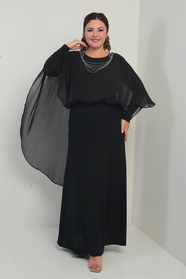 Women's Chiffon Bottom with Chain, Glitter Lining, Plus Size Hijab Long Dress