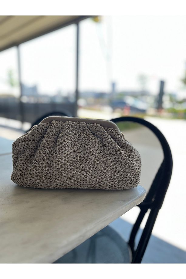 Clutch Hasır El Yapımı Örme Gizli Kadın El Çantası Ve Omuz Çantasır - 1