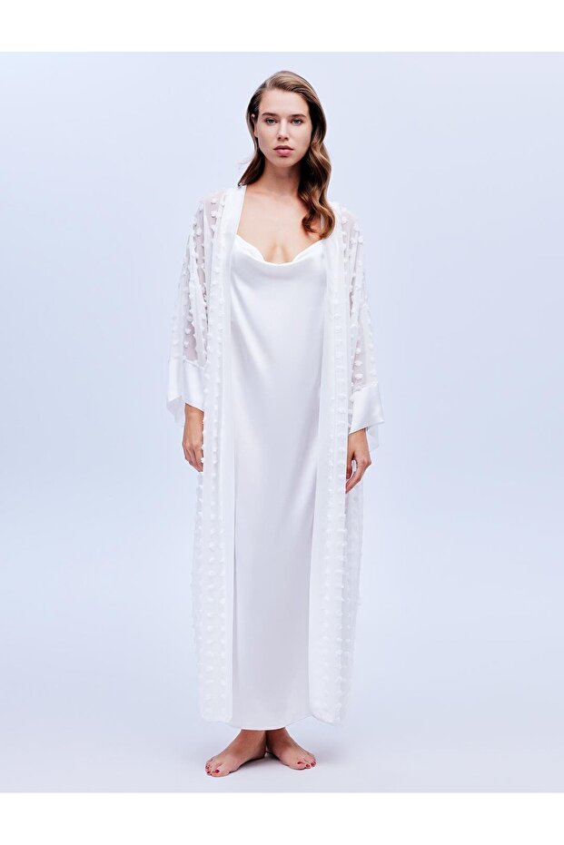 Dowry Set Nightgown Dressing Gown Pajama Set Shorts Set 6 Piece Set Ecru Bm-1637