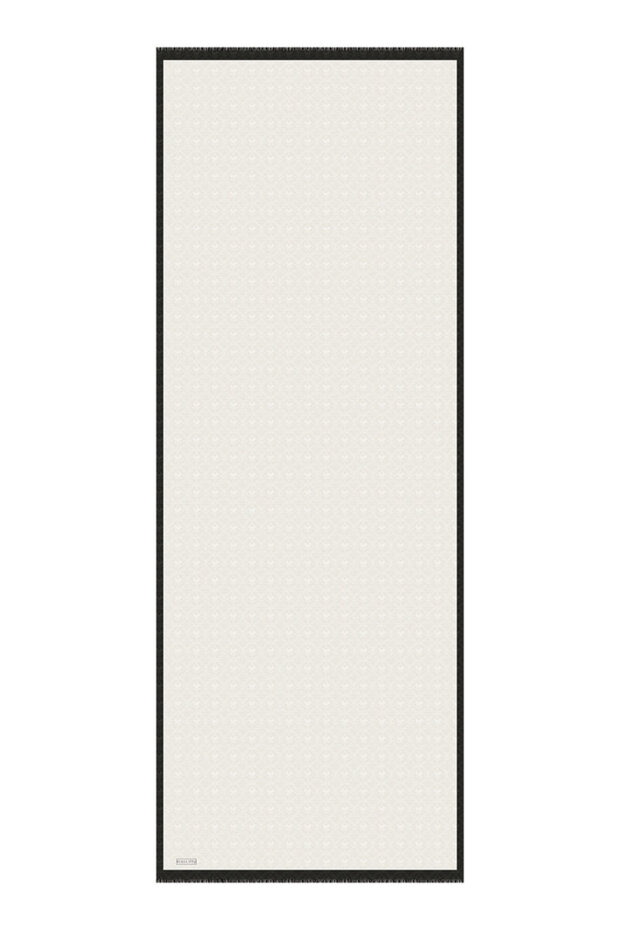 Ecru Monogram Pattern Silk Cotton Shawl - 4