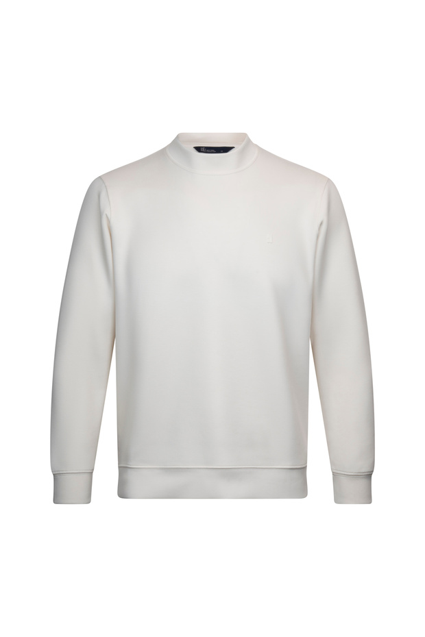 Beyaz Regular Fit Bisiklet Yaka Sweatshirt - 1