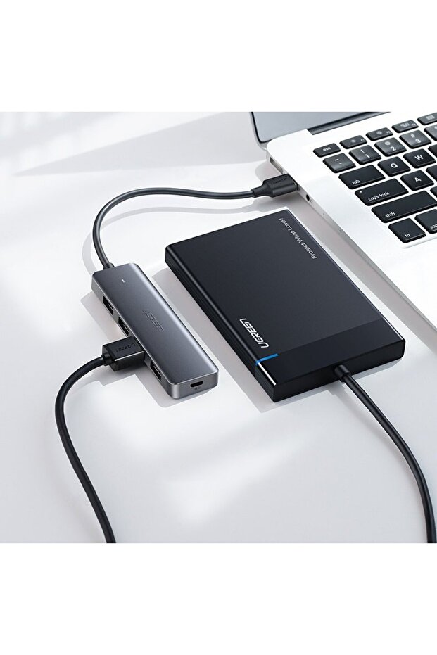 Splitter HUB USB-C - 4x USB 3.2 cu port de alimentare USB-C Gri - 6