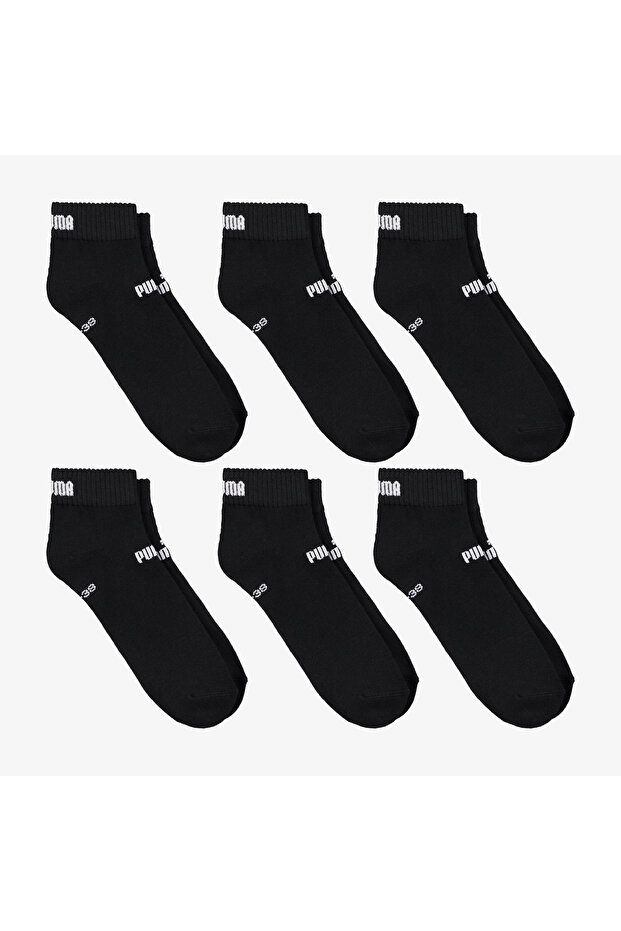 Elements Quarter Unisex Black 6-Piece Socks