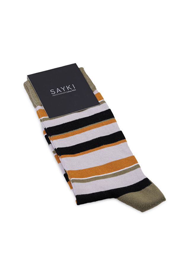 جوارب قطنية منقوشة باللون الأخضر - 1