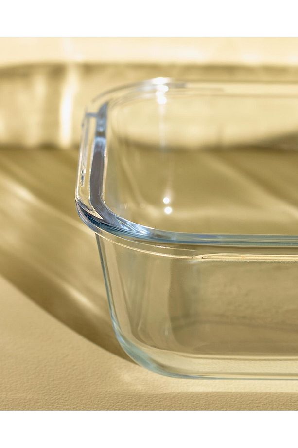 Modena Dikdörtgen Kapaklı Borosilikat Cam Saklama Kabı - Ekru - 1500 ml - 3