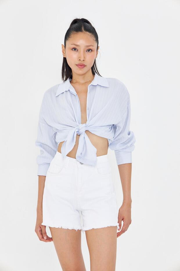 Çizgili Pullu Gömlek - 6