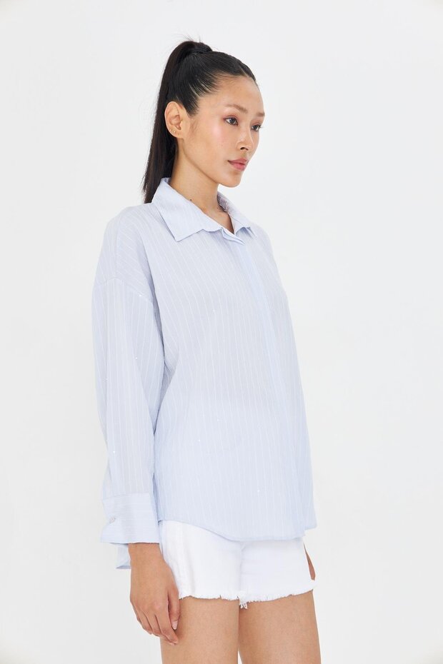 Çizgili Pullu Gömlek - 3