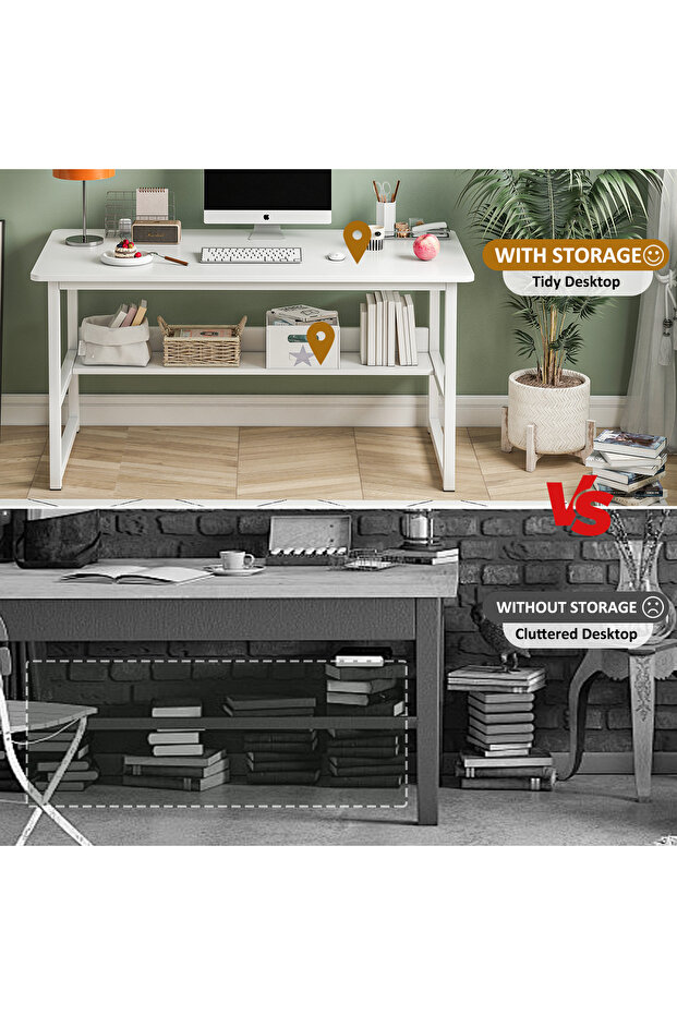 Study desk with storage space, suitable for home office & workstation writing desk,computer table - 5