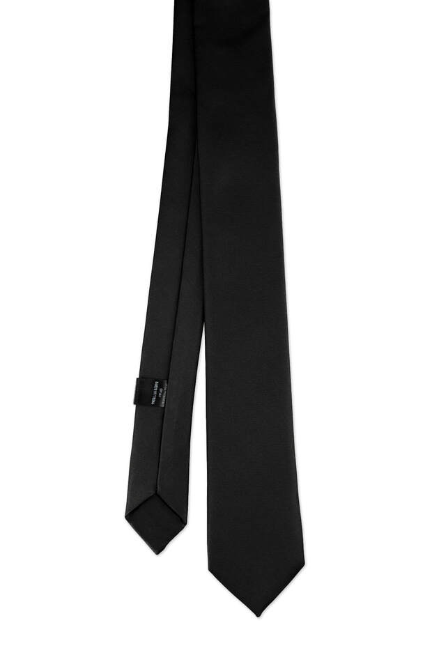 Siyah Saten Kravat Mendil Set - 2