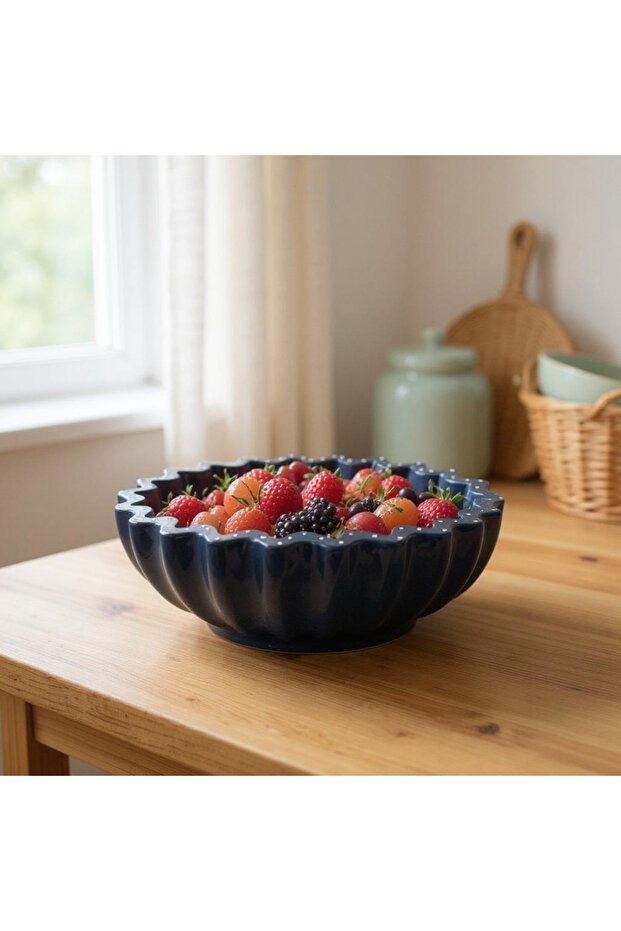 Twist Bowl Navy Blue Polka Dot