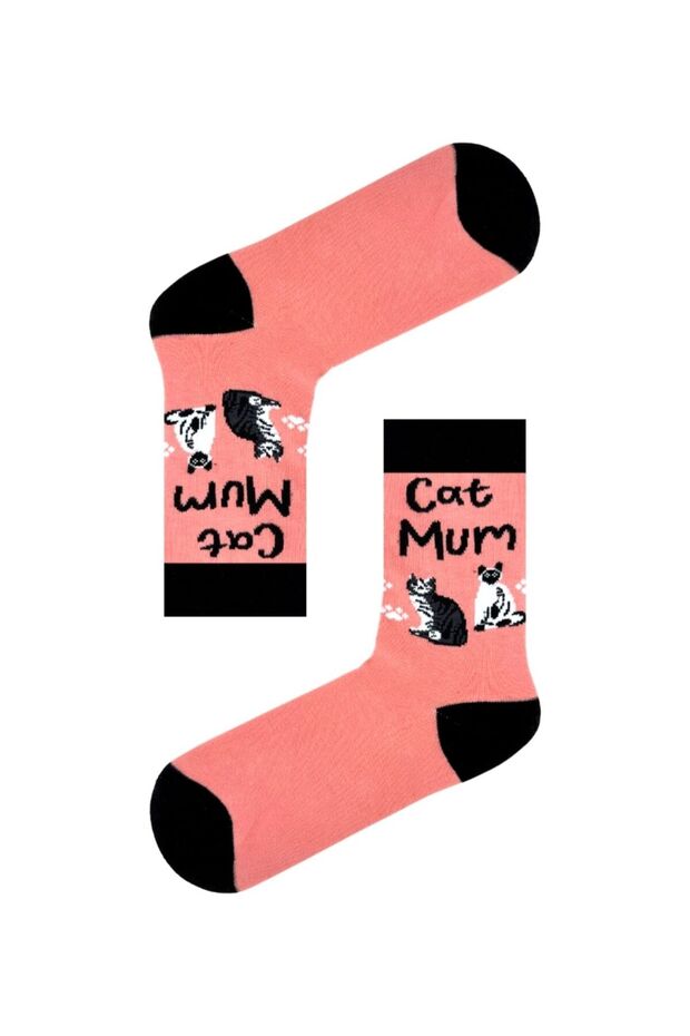 جوارب ملونة مكتوبة عليها Cat Mum