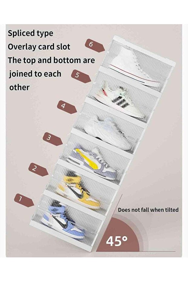 صناديق تخزين أحذية بلاستيكية شفافة، قابلة للتكديس، بأبواب، من طبقة واحدة - 3