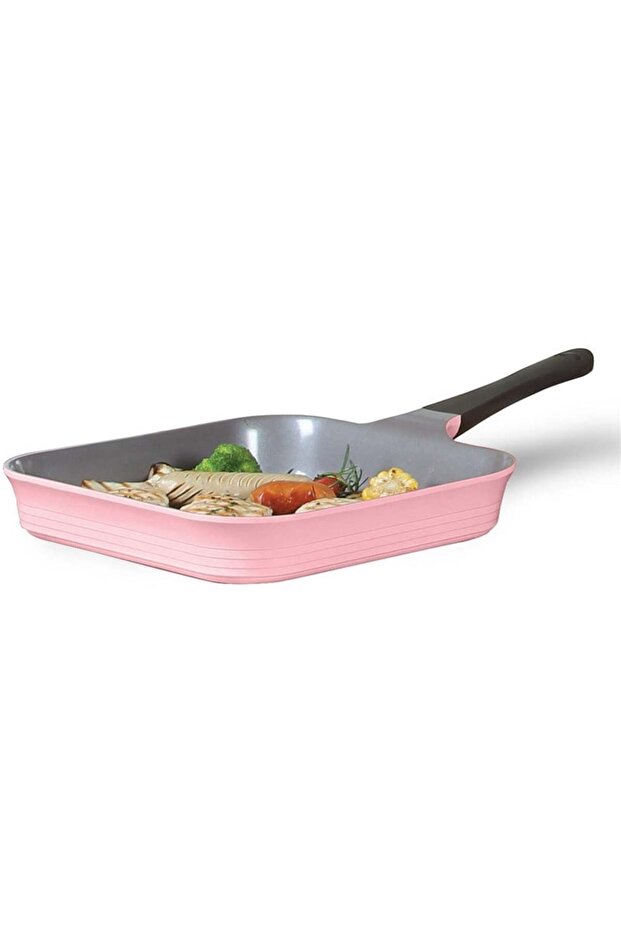 Ceramic 28 cm Grill Pan (Romantic Pink)