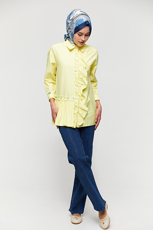 Volanlı Pamuk Gömlek - 2