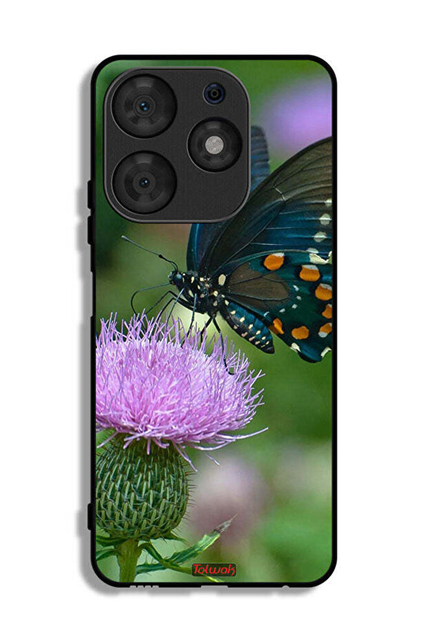 Tecno Spark 10 Pro Protective Case Cover Butterfly Sitting On Flower