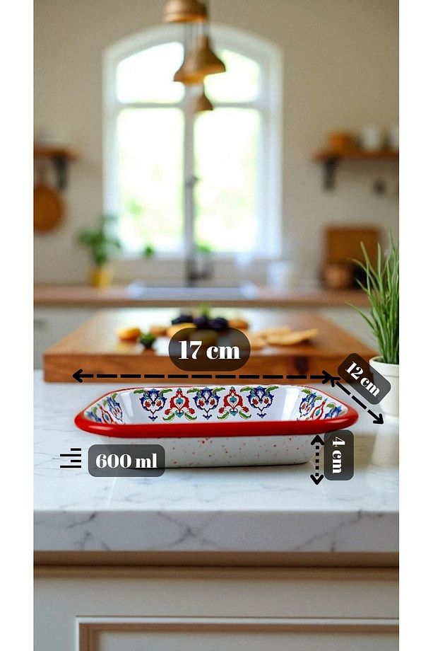 13 No Emaye Dörtgen Tabak Meze Kahvaltılık Kamp Piknik - 3