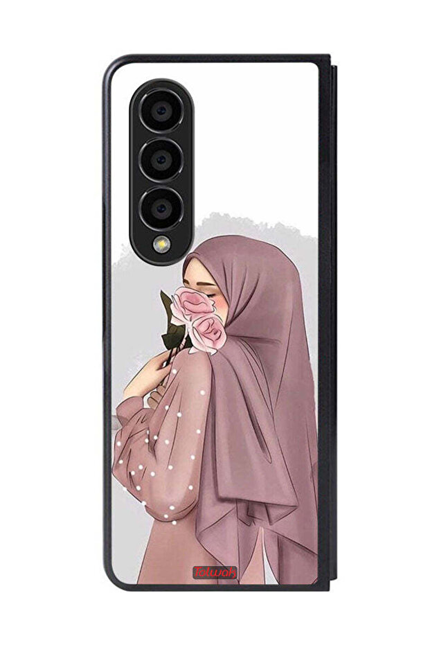 Samsung Galaxy Z Fold 4 Protective Case Cover Holding Roses Girl Art