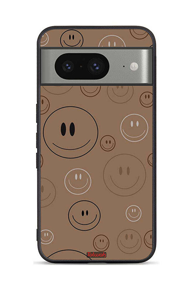 Google Pixel 8 Protective Case Cover Smiley Faces Pattern - 1