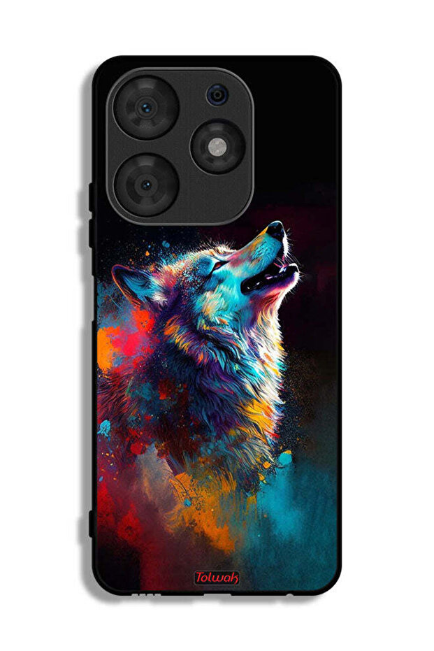 Tecno Spark 10 Pro Protective Case Cover Wolf Colorful Art