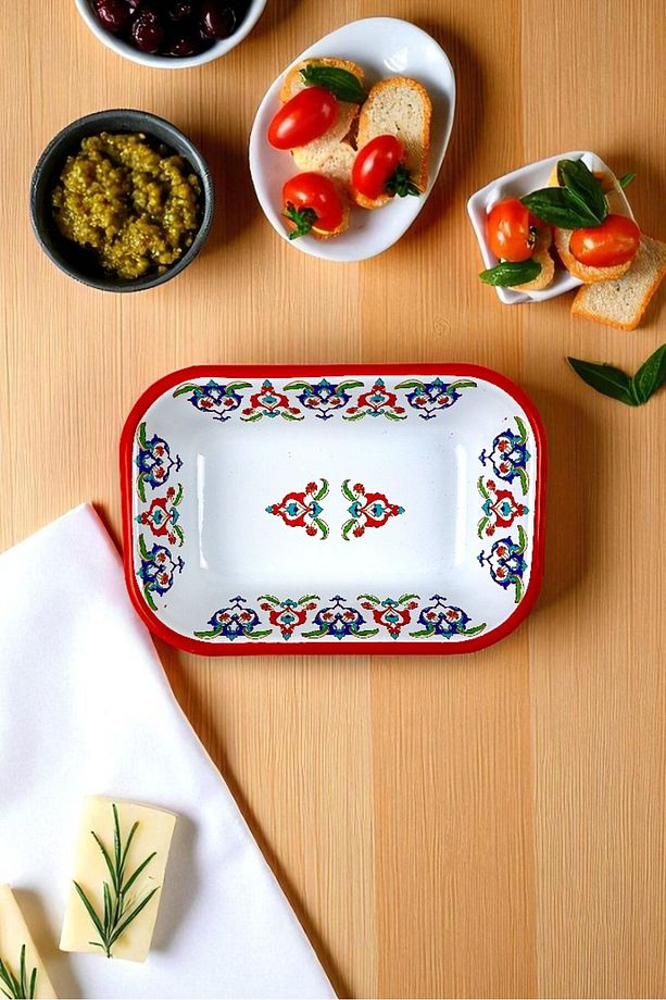 13 No Emaye Dörtgen Tabak Meze Kahvaltılık Kamp Piknik - 1