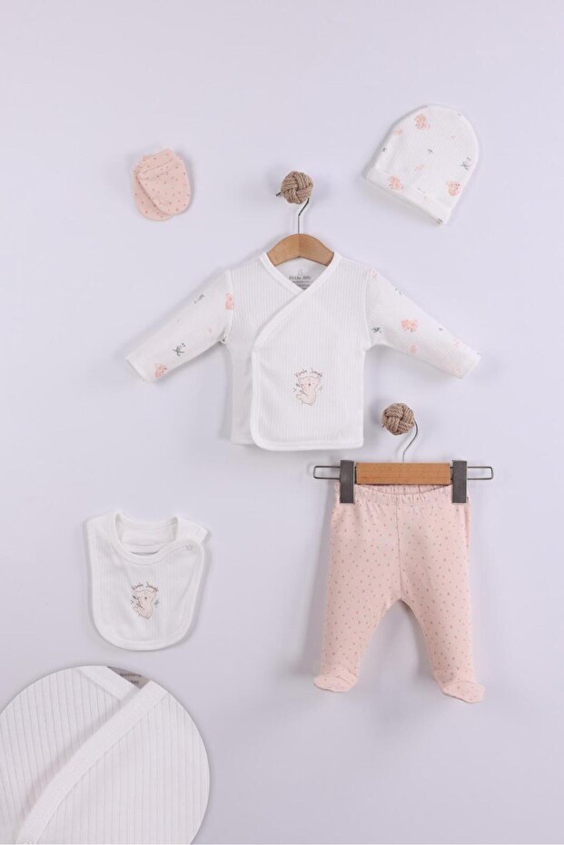 Cotton Printed 5-Piece Hospital Discharge Set (5 Piece Bodysuit Set)