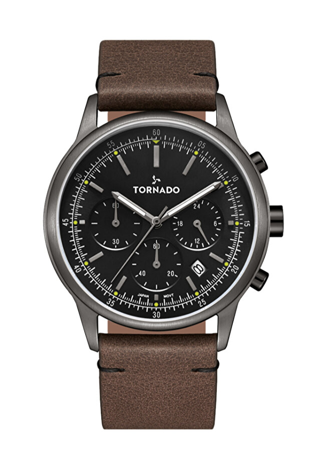 ساعة رجالية كلاسيكية متعددة الوظائف بمينا أسود - T24108-XLDB - 1