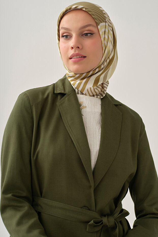 Geo Twill İpek Eşarp - Açık Yeşil - 1