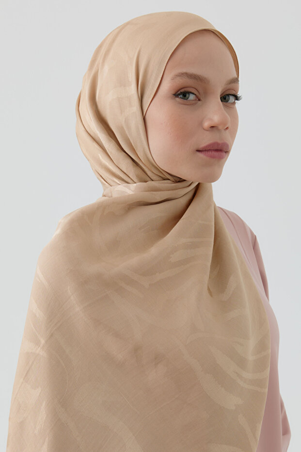 Dalgalı Nida Naturel Şal - Bej - 3