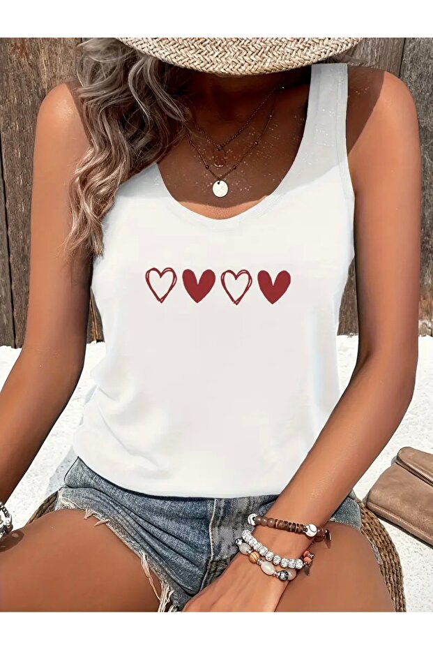 Red Little Hearts Printed Women's T-Shirt