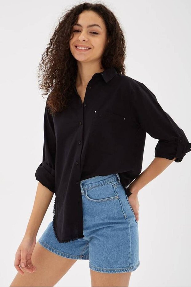 Women's Shirt with Tassel Hem 25Y0390K1