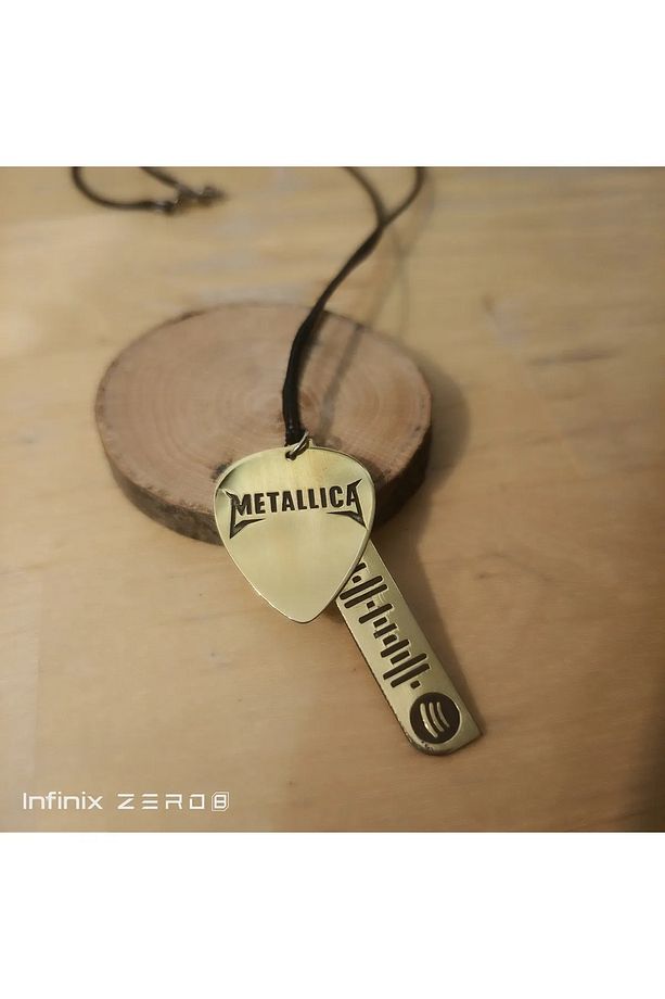 Metallica Pena Kolye Spotify Seti Sarı pirinç Lazer Kazıma - 3
