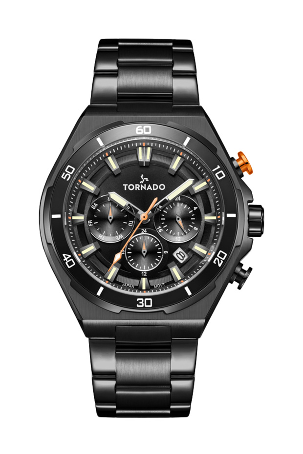 Stellar X Men's Multi Function Black Dial Watch - T24104-BBBB - 1